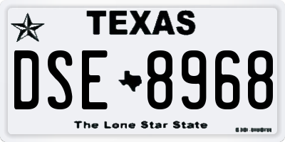 TX license plate DSE8968