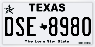 TX license plate DSE8980