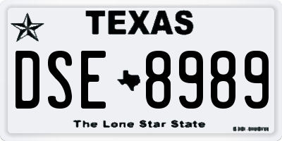 TX license plate DSE8989