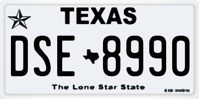 TX license plate DSE8990