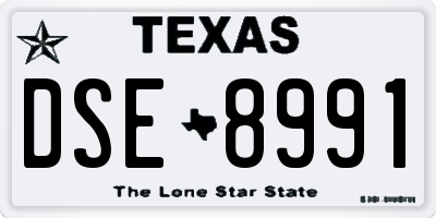 TX license plate DSE8991