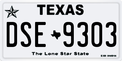 TX license plate DSE9303