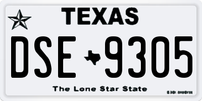 TX license plate DSE9305