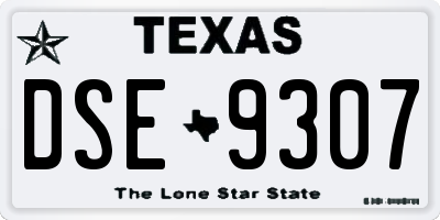 TX license plate DSE9307