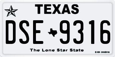 TX license plate DSE9316