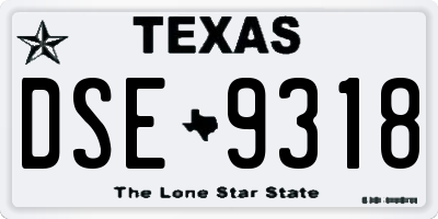 TX license plate DSE9318