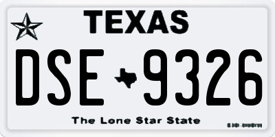 TX license plate DSE9326