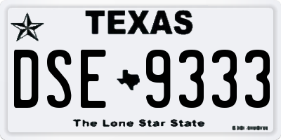 TX license plate DSE9333