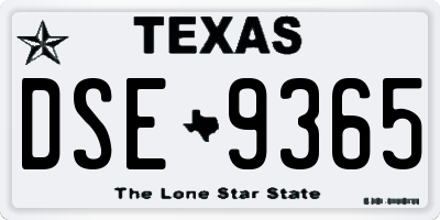 TX license plate DSE9365