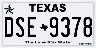 TX license plate DSE9378