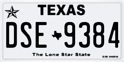 TX license plate DSE9384