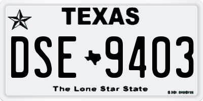 TX license plate DSE9403