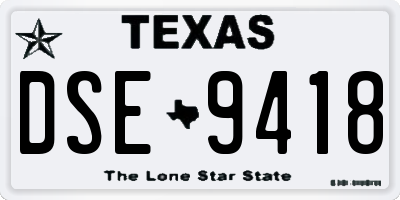 TX license plate DSE9418