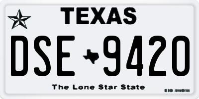 TX license plate DSE9420