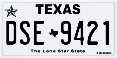 TX license plate DSE9421