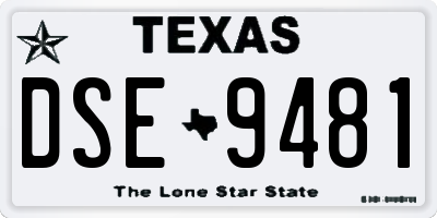 TX license plate DSE9481