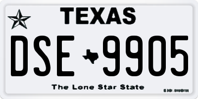 TX license plate DSE9905