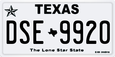 TX license plate DSE9920