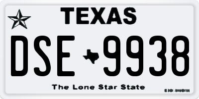 TX license plate DSE9938