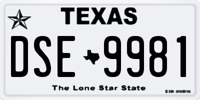 TX license plate DSE9981