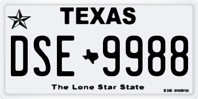 TX license plate DSE9988