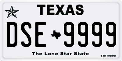 TX license plate DSE9999