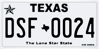 TX license plate DSF0024