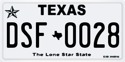 TX license plate DSF0028