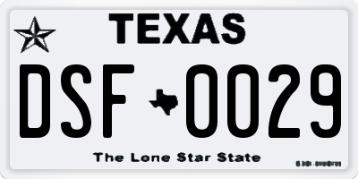 TX license plate DSF0029