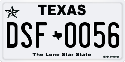 TX license plate DSF0056