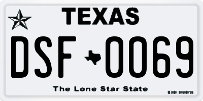 TX license plate DSF0069