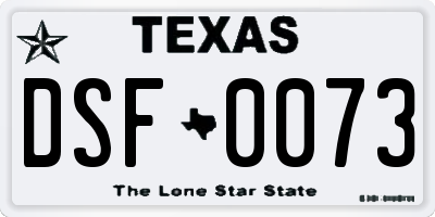 TX license plate DSF0073