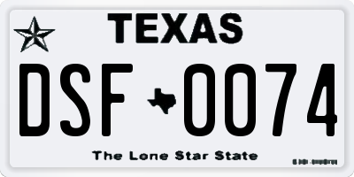 TX license plate DSF0074