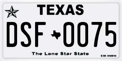 TX license plate DSF0075