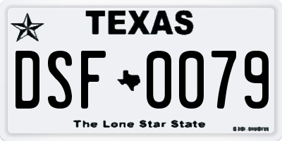 TX license plate DSF0079