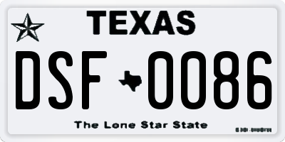 TX license plate DSF0086