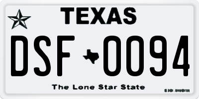 TX license plate DSF0094