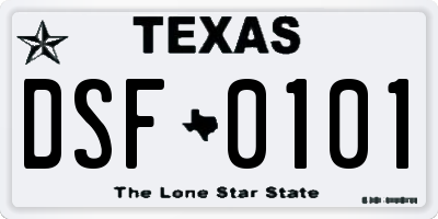 TX license plate DSF0101