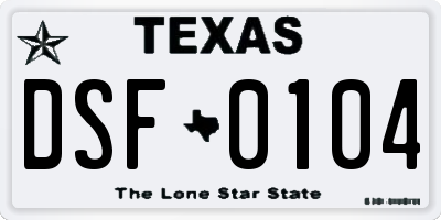 TX license plate DSF0104