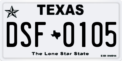 TX license plate DSF0105