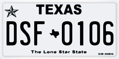 TX license plate DSF0106