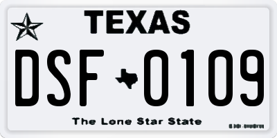 TX license plate DSF0109