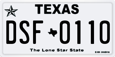 TX license plate DSF0110