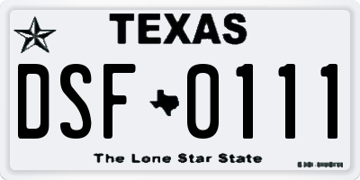 TX license plate DSF0111