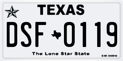 TX license plate DSF0119