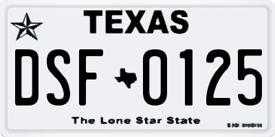 TX license plate DSF0125