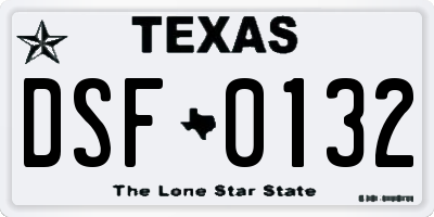 TX license plate DSF0132