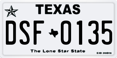 TX license plate DSF0135