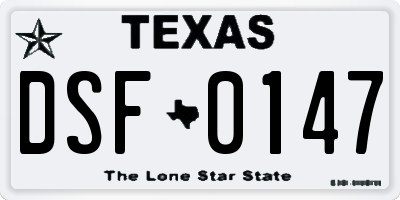 TX license plate DSF0147