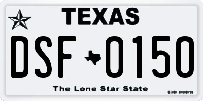 TX license plate DSF0150